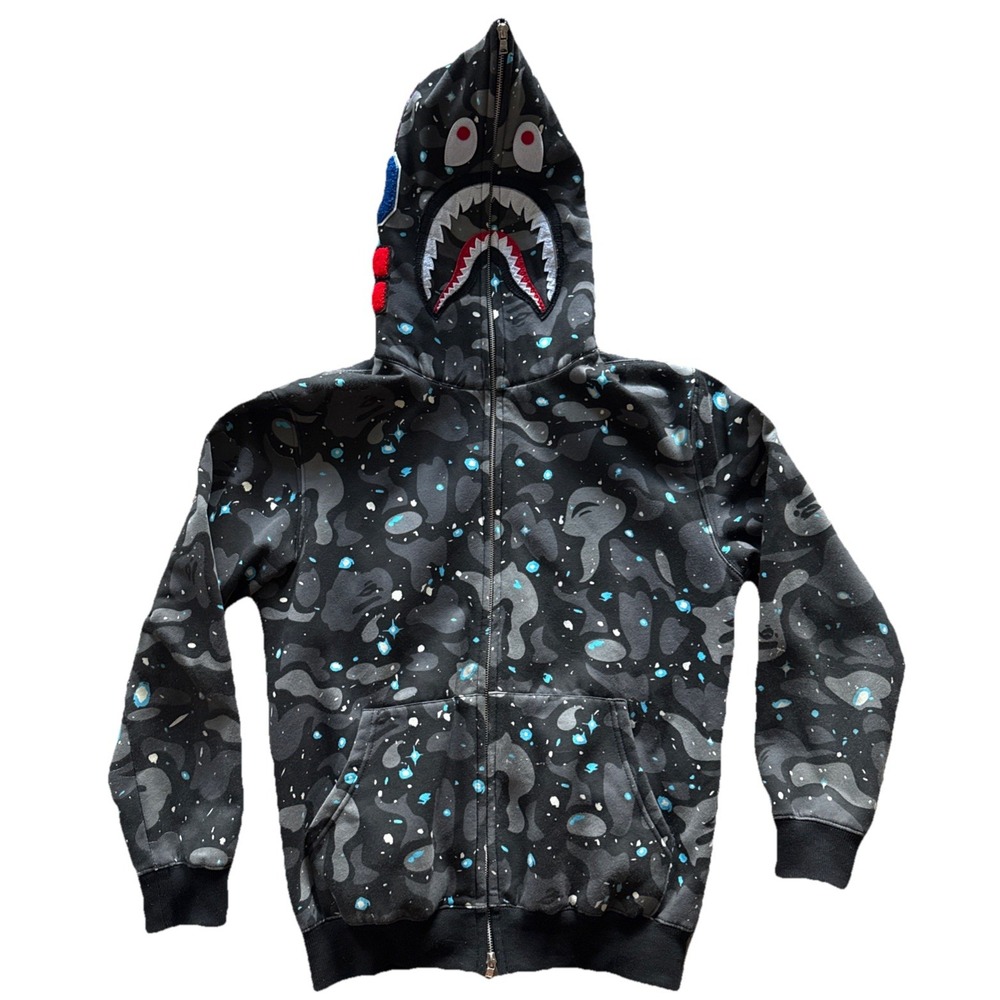 Bape WGM Space Camo Shark Full Zip Hoodie Size Large RARE A Bathing Ape